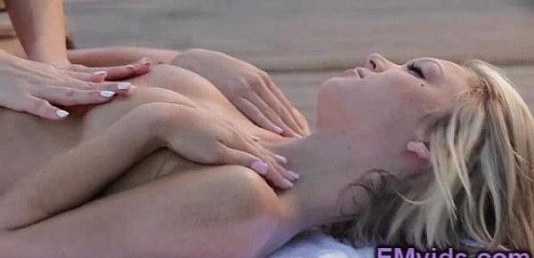  Busty blonde Summer Brielle makes a hot outdoor massage